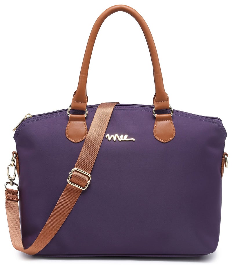 NNEEÂ® Water Resistance Nylon Top Handle Satchel Handbag with Multiple Pocket Design - Purple 2 - Image 1